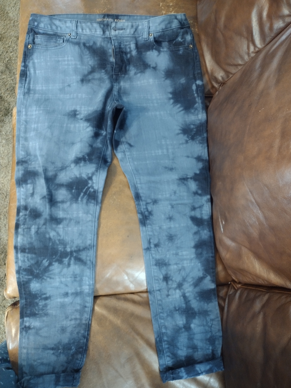 Michael Kors Black and Navy Tie-Dye Skinny Jeans Size 10